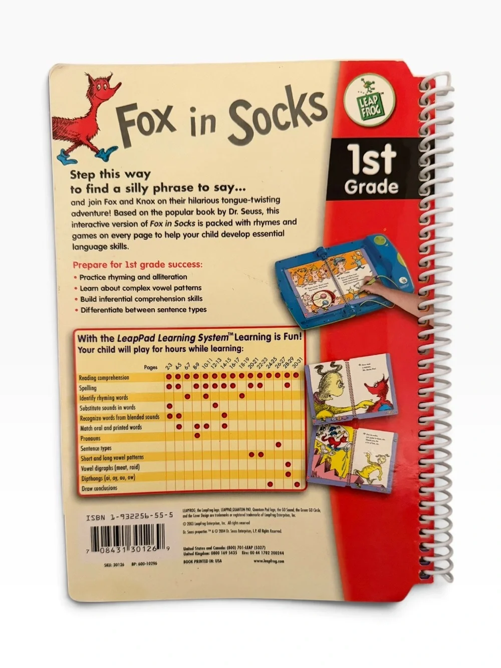 Dr. Seuss Fox in Socks 1st Grade LeapPad Book & Cartridge set